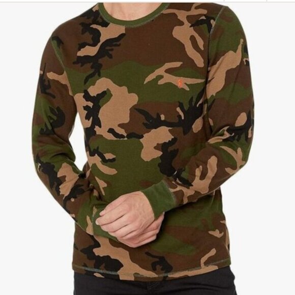 Polo Ralph Lauren Men's Camo Waffle-Knit Thermal Pajama Shirt in Medium - Picture 1 of 8